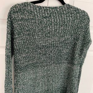 Green & White Threaded Knitted Sweater